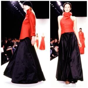 Ralph Lauren Collection Purple Label Runway Silk Maxi Skirt Black Long 1999 90s